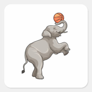 Elephant with Basketball Square Sticker