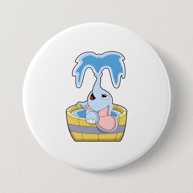 Elephant with Bathtub full of Water 7.5 Cm Round Badge (Front)