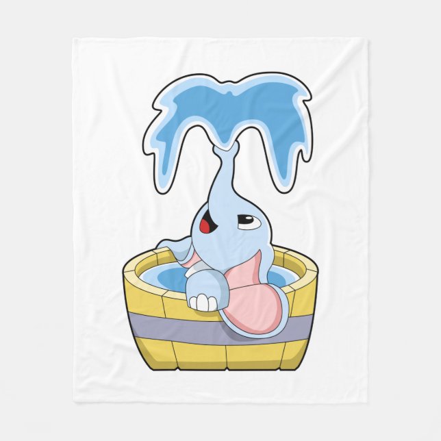 Elephant with Bathtub full of Water Fleece Blanket (Front)