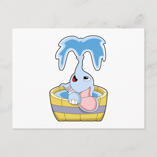 Elephant with Bathtub full of Water Postcard (Front)