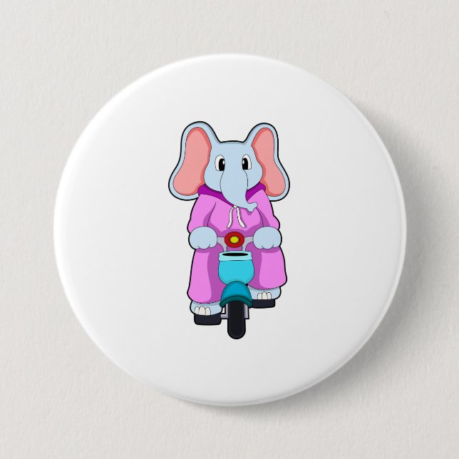 Elephant with Bicycle 7.5 Cm Round Badge (Front)