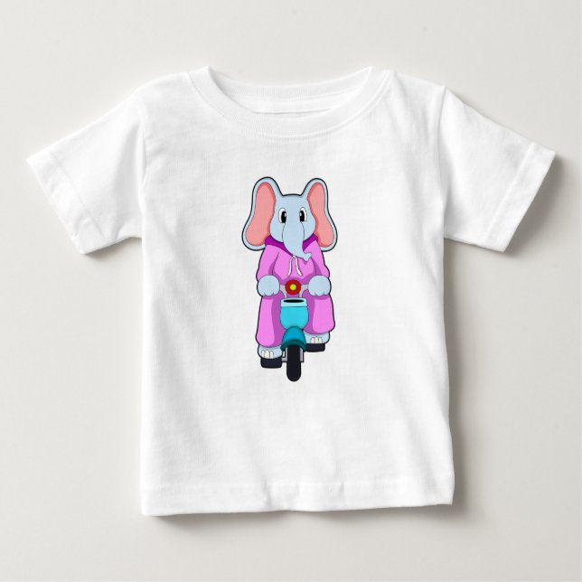 Elephant with Bicycle Baby T-Shirt (Front)