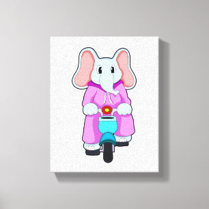 Elephant with Bicycle Canvas Print