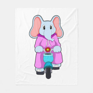 Elephant with Bicycle Fleece Blanket