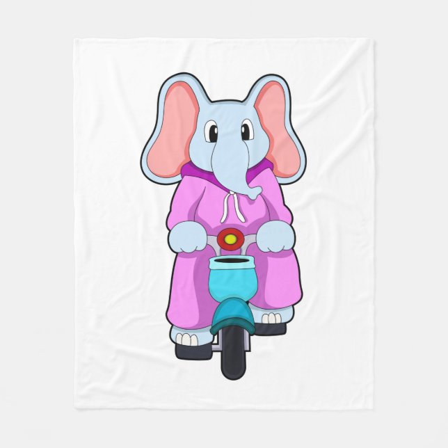 Elephant with Bicycle Fleece Blanket (Front)