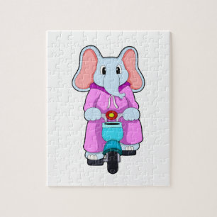 Elephant with Bicycle Jigsaw Puzzle