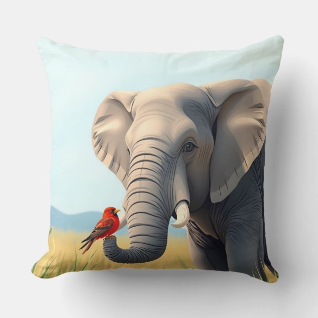 Elephant with bird cushion (Front)