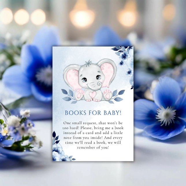 Elephant With Blue Anemones Boy Books for Baby Enclosure Card (Elephant With Blue Anemones Boy Books for Baby Enclosure Card)