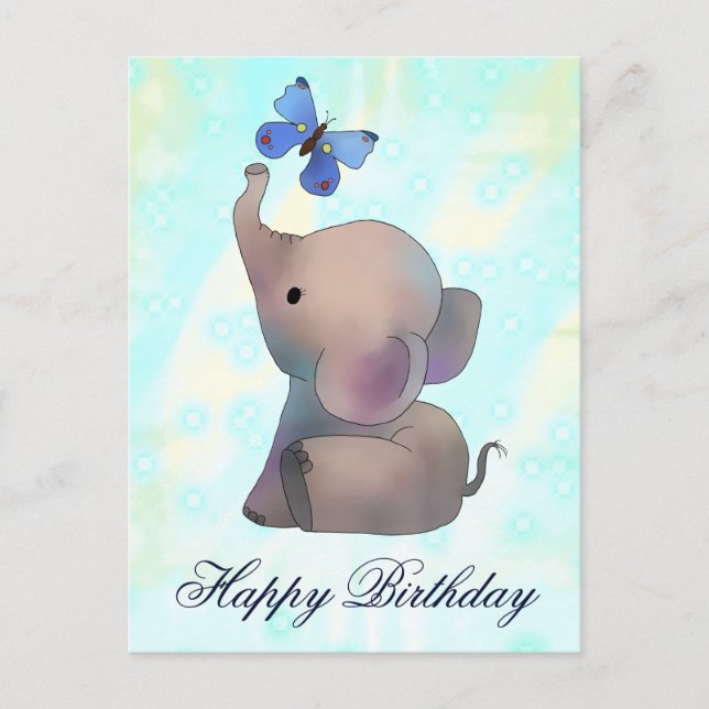 Elephant with butterfly postcard (Front)