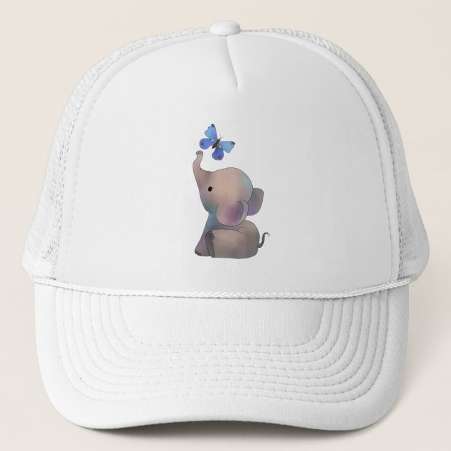 Elephant with butterfly trucker hat (Front)