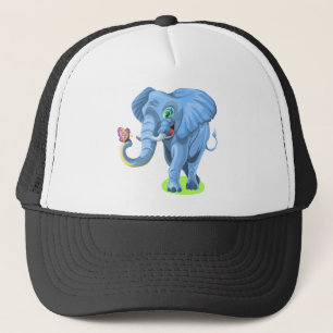 Elephant With Butterfly Trucker Hat