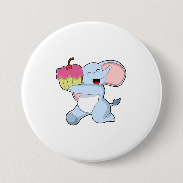Elephant with Cake 7.5 Cm Round Badge (Front)