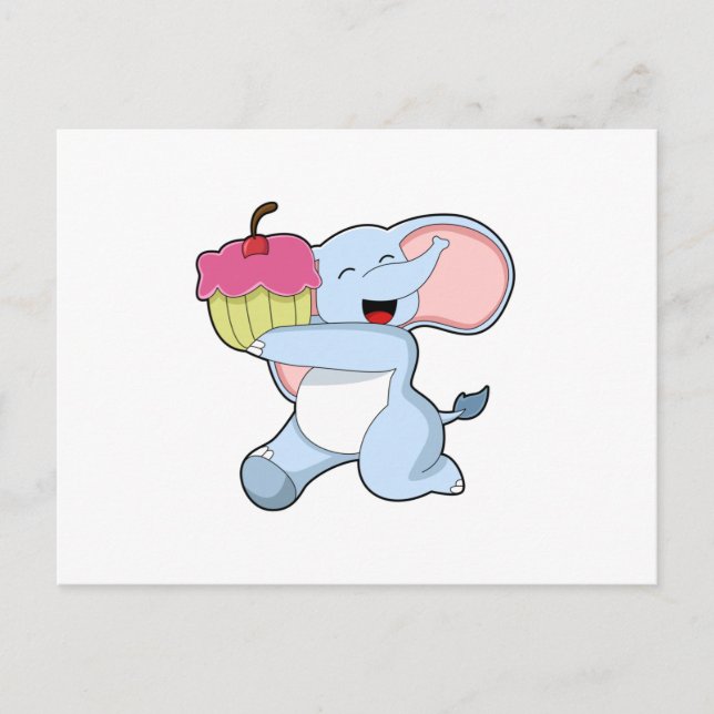 Elephant with Cake Postcard (Front)