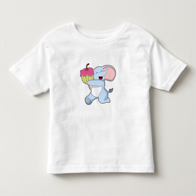 Elephant with Cake Toddler T-Shirt (Front)