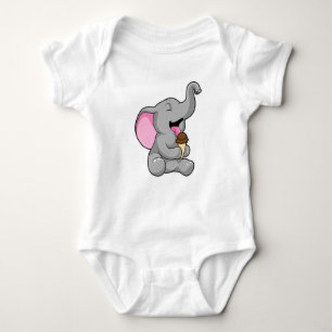 Elephant with Chocolate Waffle ice cream Baby Bodysuit