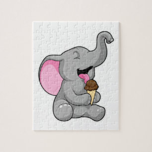 Elephant with Chocolate Waffle ice cream Jigsaw Puzzle