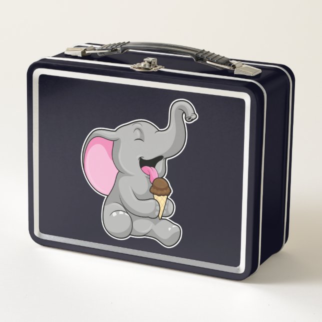 Elephant with Chocolate Waffle ice cream Metal Lunch Box (Front)