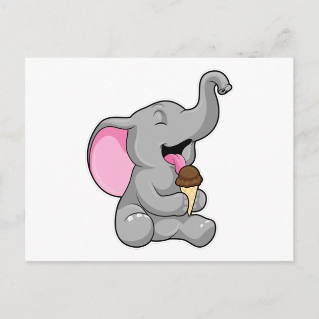 Elephant with Chocolate Waffle ice cream Postcard (Front)