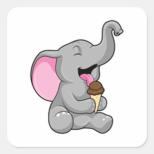 Elephant with Chocolate Waffle ice cream Square Sticker