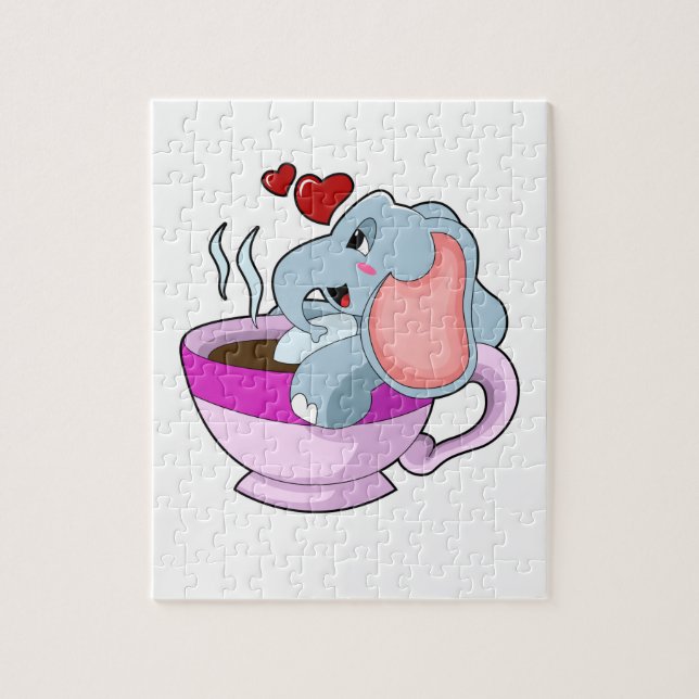Elephant with Coffee Cup Jigsaw Puzzle (Vertical)