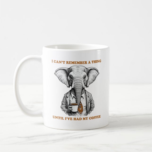 Elephant with coffee mug (Left)
