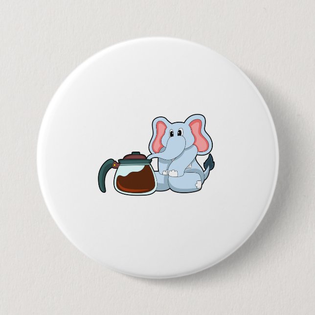 Elephant with Coffee pot 7.5 Cm Round Badge (Front)
