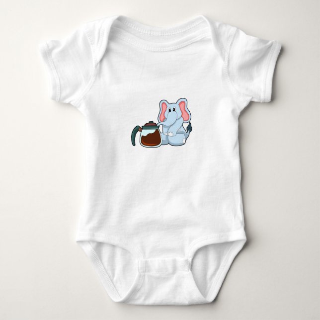 Elephant with Coffee pot Baby Bodysuit (Front)