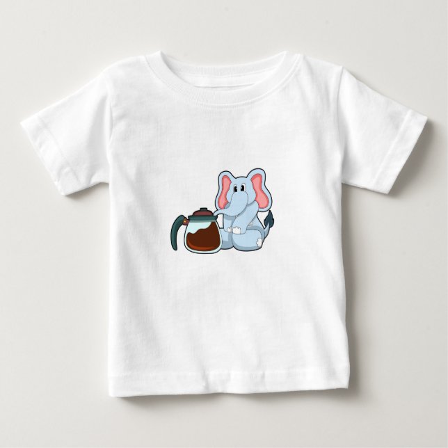 Elephant with Coffee pot Baby T-Shirt (Front)