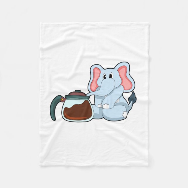 Elephant with Coffee pot Fleece Blanket (Front)