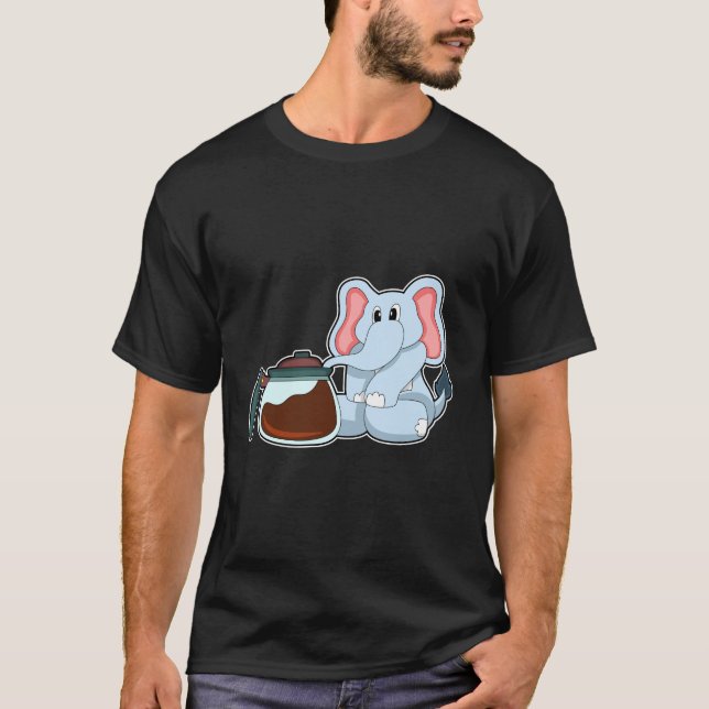 Elephant with Coffee pot T-Shirt (Front)