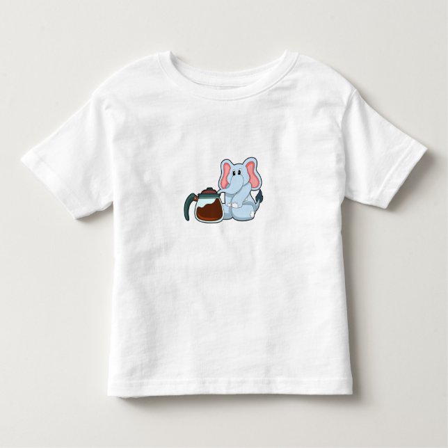 Elephant with Coffee pot Toddler T-Shirt (Front)