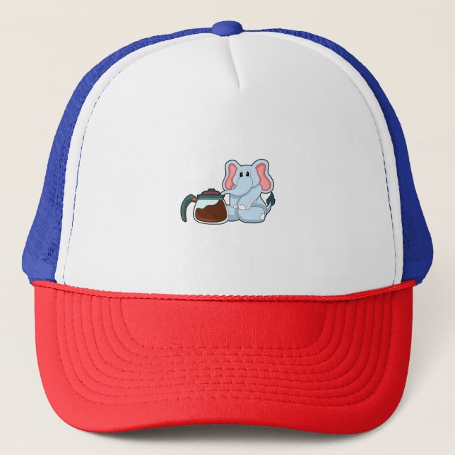 Elephant with Coffee pot Trucker Hat (Front)