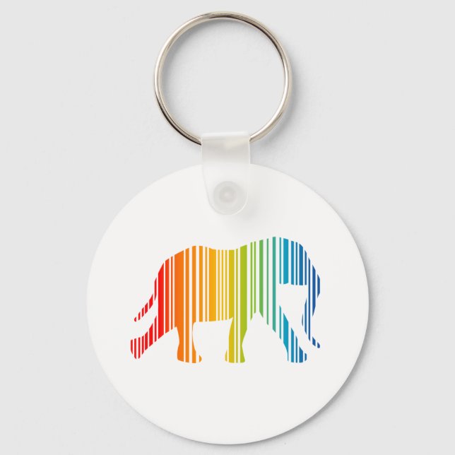 Elephant with Colour Bar Code Key Ring (Front)