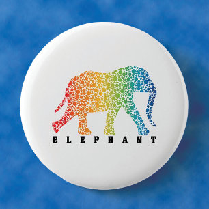 Elephant with Colours 6 Cm Round Badge