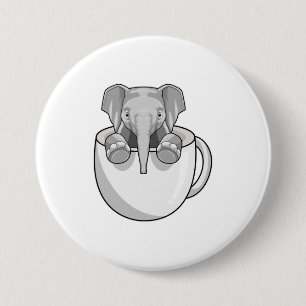Elephant with Cup 7.5 Cm Round Badge