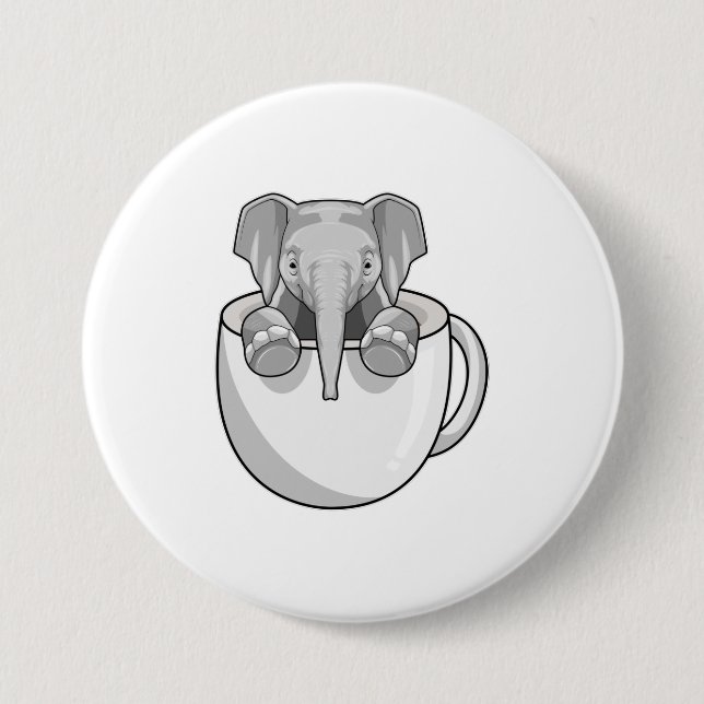 Elephant with Cup 7.5 Cm Round Badge (Front)