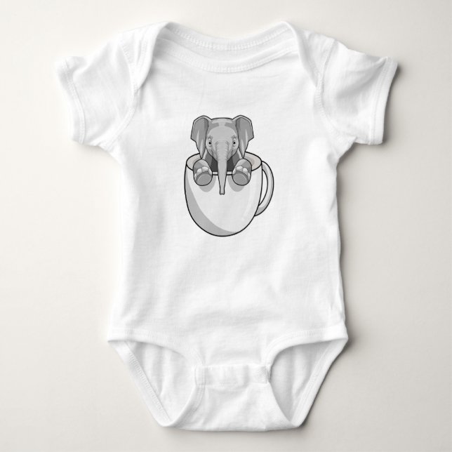 Elephant with Cup Baby Bodysuit (Front)