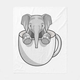 Elephant with Cup Fleece Blanket