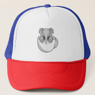 Elephant with Cup Trucker Hat