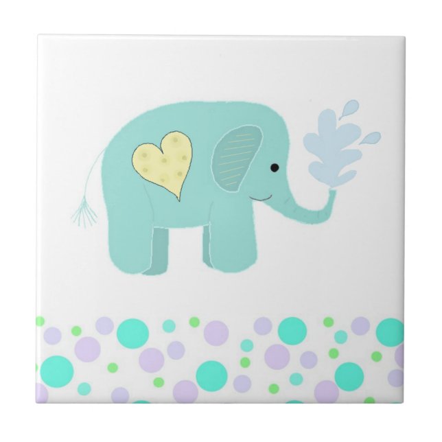 Elephant with Dots Ceramic Tile (Front)