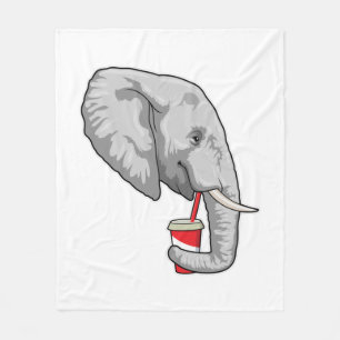 Elephant with Drink Fleece Blanket