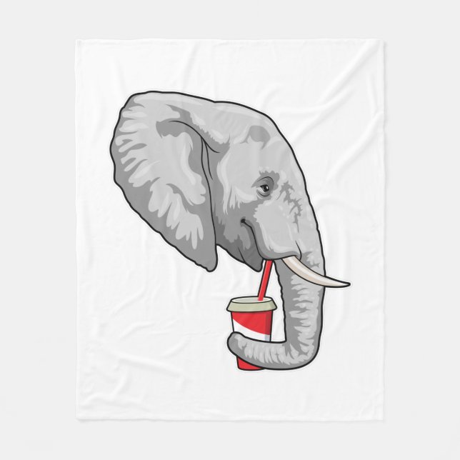Elephant with Drink Fleece Blanket (Front)