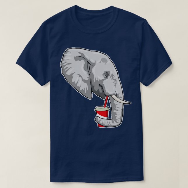 Elephant with Drink T-Shirt (Design Front)