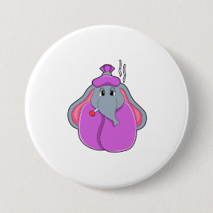 Elephant with Fever thermometer 7.5 Cm Round Badge