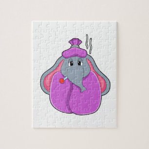 Elephant with Fever thermometer Jigsaw Puzzle