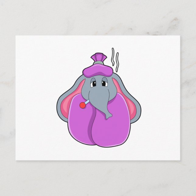 Elephant with Fever thermometer Postcard (Front)