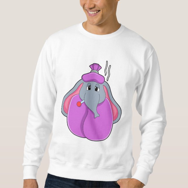 Elephant with Fever thermometer Sweatshirt (Front)