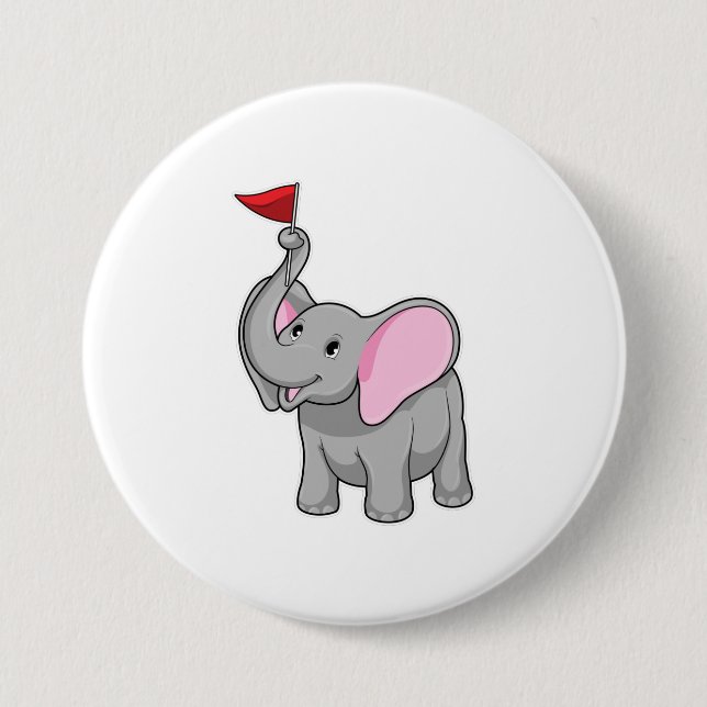 Elephant with Flag 7.5 Cm Round Badge (Front)