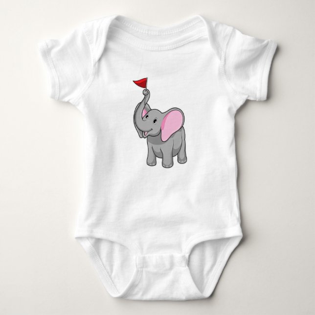 Elephant with Flag Baby Bodysuit (Front)