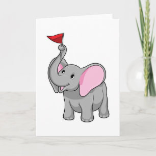 Elephant with Flag Card